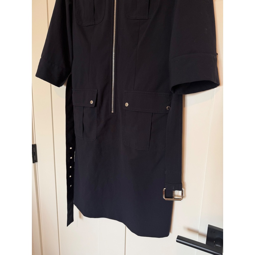 Michael Kors Utility Shirt Dress Navy Blue Stretch Belted Safari Aesthetic S - Picture 3 of 8